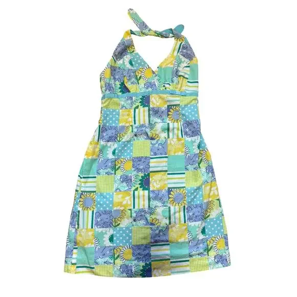 Vintage Lilly Pulitzer Patchwork Halter Mini Dress Size 4 - Picture 1 of 5